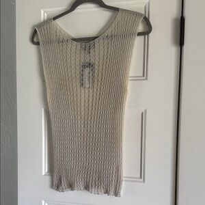 Emporio Armani Cream Sheer Textured Sleeveless Top